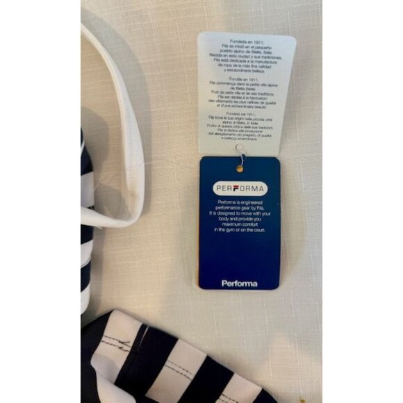 NWT FILA Heritage XL Navy White Mitered Stripe Tennis Dress Iconic Ginny Hilfige - Picture 10 of 11